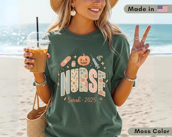 Summerween Nurse Student Comfort Colors TShirt, Custom Witch Shirt, Spooky Season RN Tee