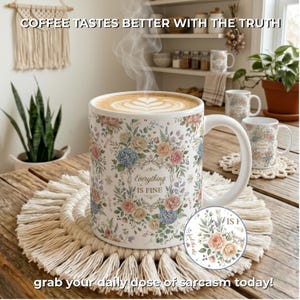 Floral Hidden Message Mug, Secret Message Coffee Cup, Cottagecore Mug, Funny Adult Humor Gift, Fuck This Shit Mug, Swear Word Gift