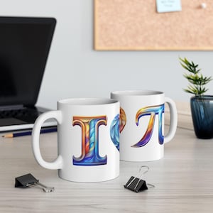 I Heart Pi Ceramic Mug, Coffee Lover Gift, STEM Enthusiast Mug, Pi Day Gift, Microwave Safe Mug