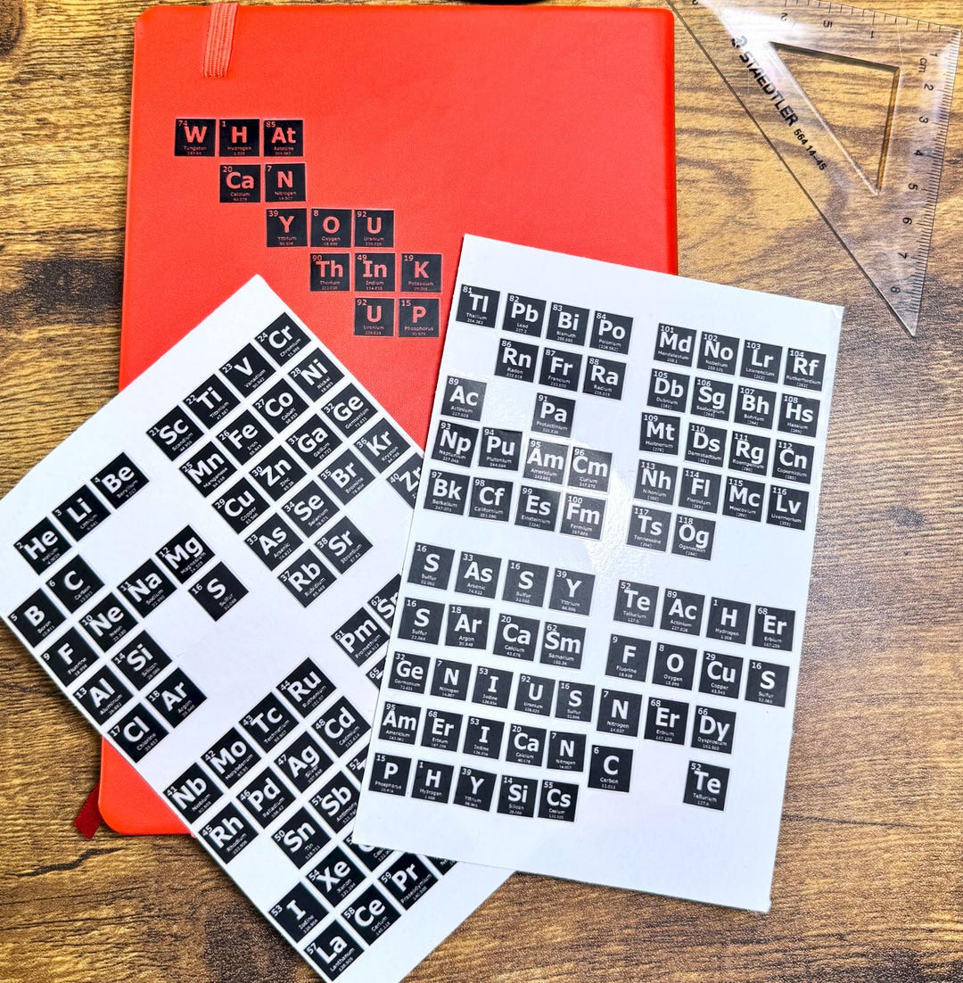 Periodic Table Sticker Sheets Black- Chemistry Elements Atomic Number ...