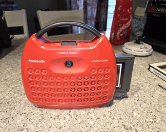 Vintage 1970's Panasonic RQ 823 Portable 8 Track Player SUPER NICE Plays Great Red