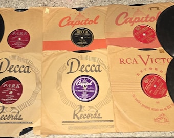 Vintage 78 RPM Shellac RECORDS LP Dicke & schwere Schallplatten Vinyl Sehr schöner Zustand Decca Capitol RcA Victor