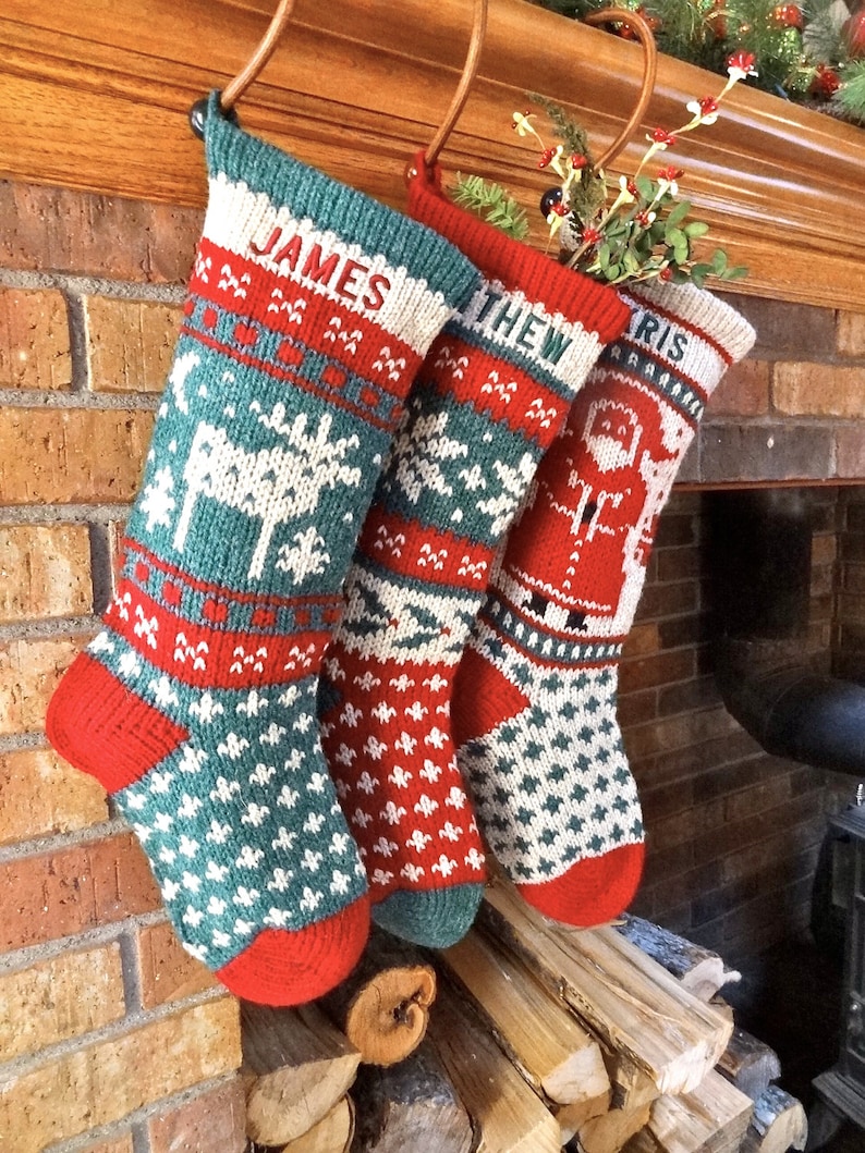 Personalized Christmas Stocking MOOSE Knitted Stockings for a | Etsy