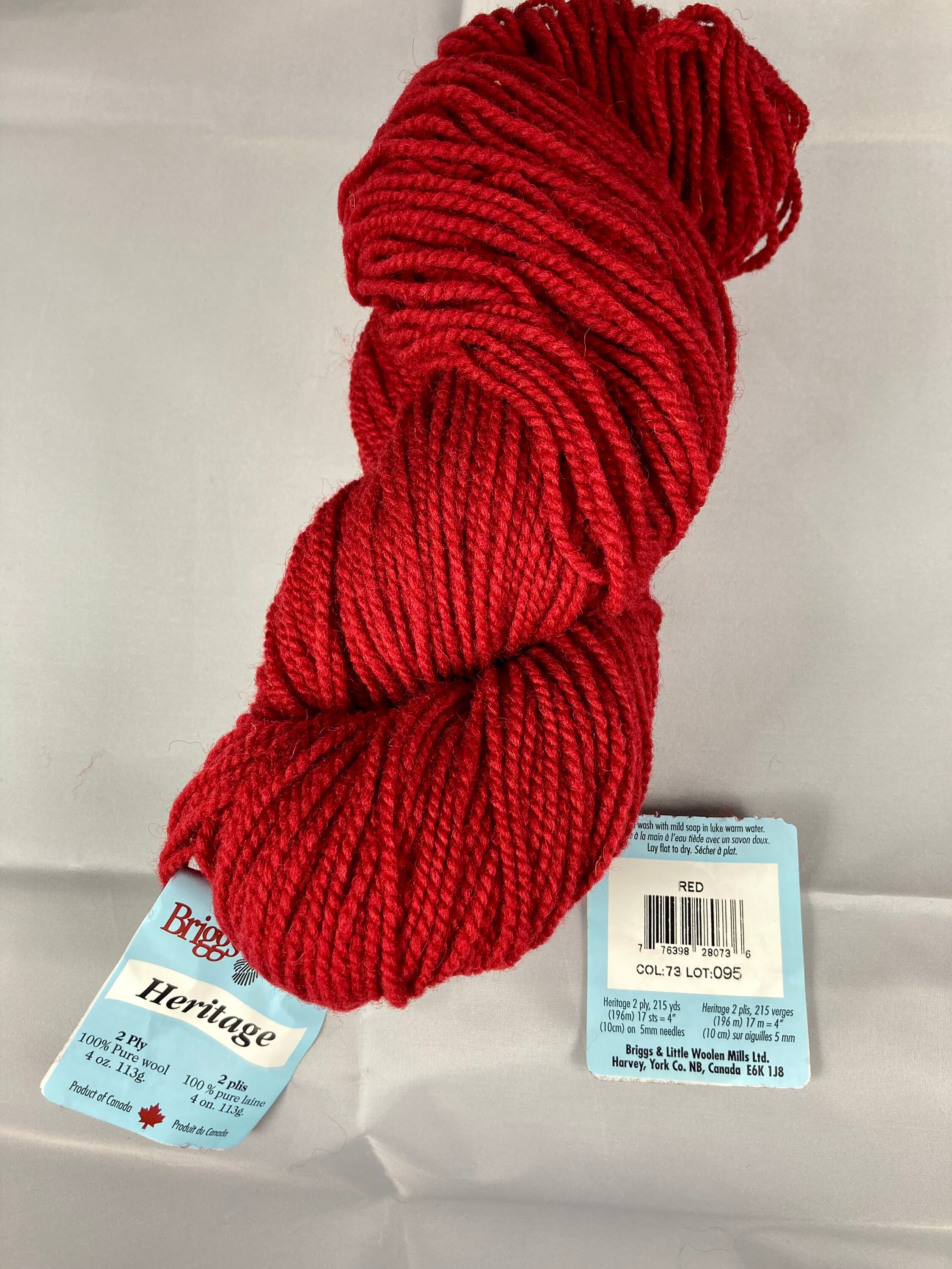 RED Briggs & Little Heritage Wool Yarn Worsted Weight RED 