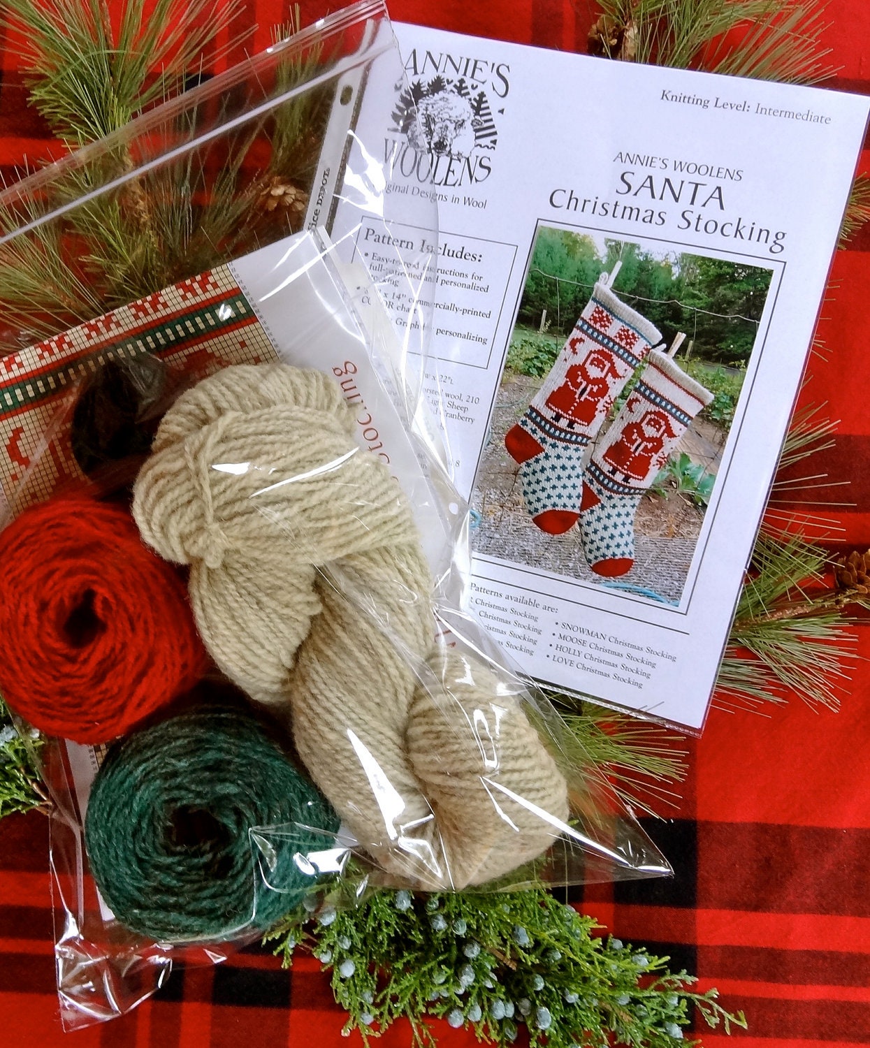 Holly Christmas Stocking Kits and Pattern - Annie's Woolens