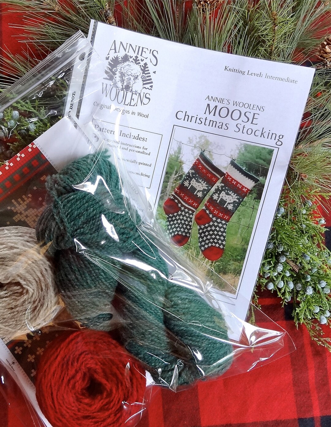 Moose Christmas Stocking Knitting Kit for Hand Knitters Etsy
