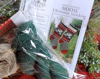 Moose Christmas Stocking Knitting Kit for Hand knitters