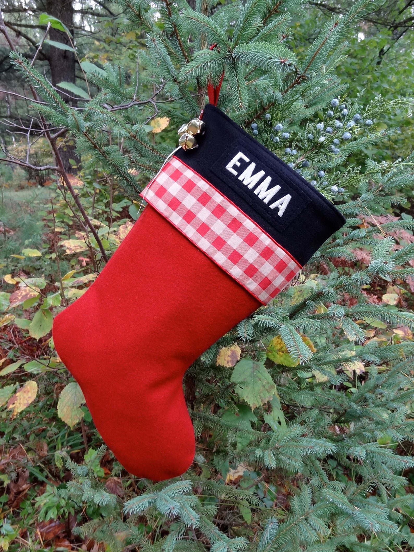 Unique Red Antique Check Personalized Christmas Stockings for  Etsy