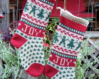 JOY Christmas Digital Knitting Pattern Christmas Stocking Downloadable File