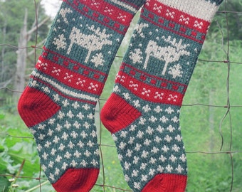 MOOSE Christmas Stocking Digital Knitting Pattern Instant Download
