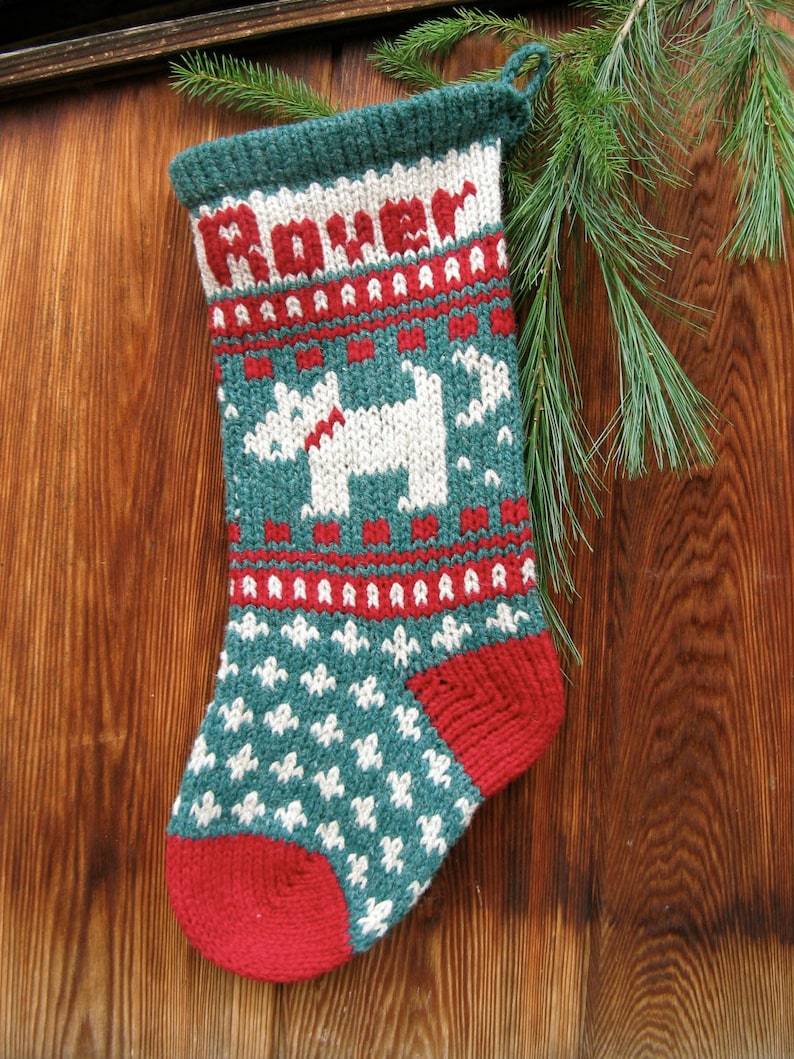 Digital Download Pet DOG Christmas Stocking Knitting Pattern Etsy