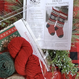 Christmas HOLLY Christmas Stocking Knitting Kit