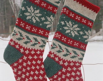 HOLLY Stocking Knitting Pattern Downloadable Christmas