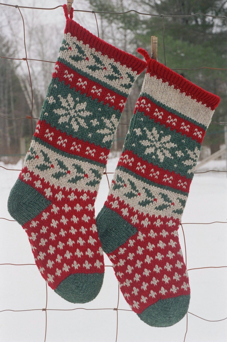 HOLLY Stocking Knitting Pattern Downloadable Christmas Etsy