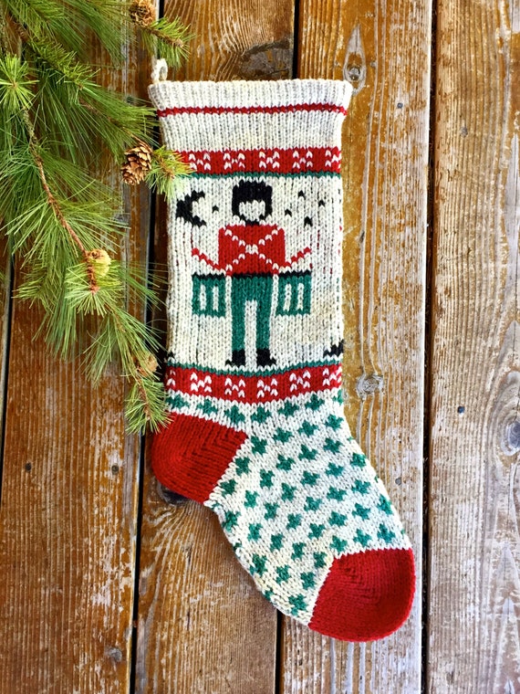 Instand Download Traditional Toy Drummer Christmas Stocking Knitting Pattern