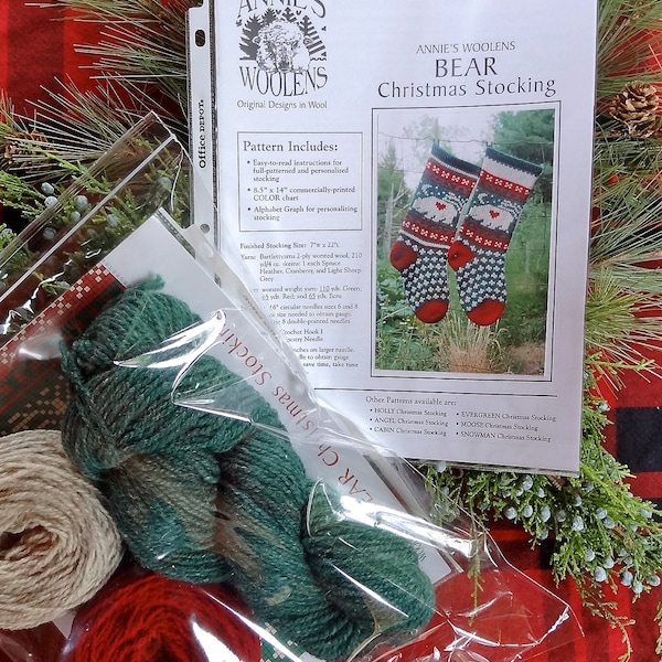 Christmas Stocking Wool Knitting Kit - BEAR