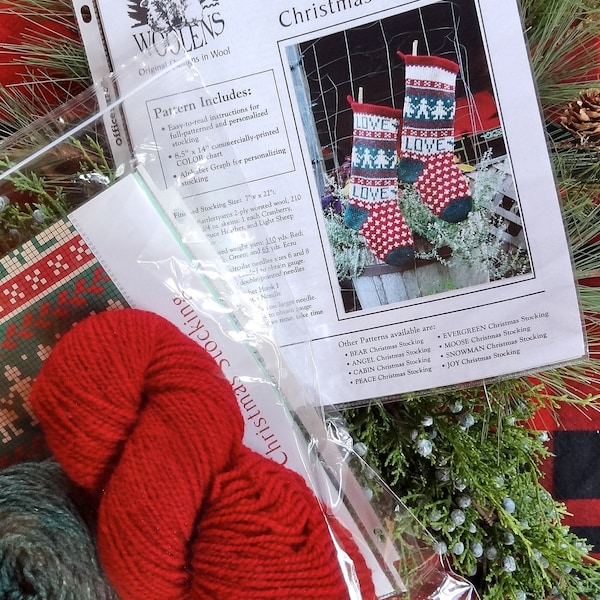 Christmas Stocking Knitting Kit for the Holidays LOVE Theme