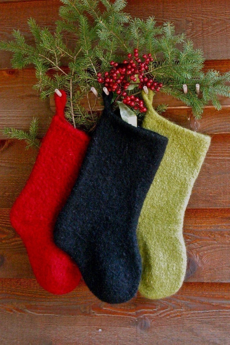 Felted Christmas Stocking Instant Download Knitting Pattern image 1