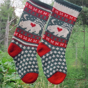 Digital Christmas Stocking Knitting Pattern - BEAR Stocking