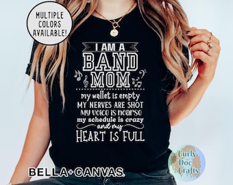 Blaskapelle Mama Shirt, Band Mama T-Shirt, Blaskapelle Bekleidung, einzigartiges Design, Bella + Canvas, Musikliebhaber Band Booster Shirt Band Elternteil