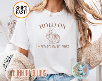 Funny Anxiety Shirt: Comfort Colors Tee with Retro Bunny