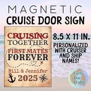 Personalized Cruise Door Sign Pirate Themed Magnetic Door Sign Unique Travel Decor Custom Anniversary Gifts for Cruisers with Couple Name