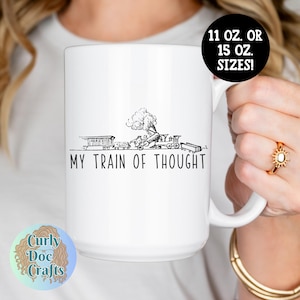 Train of Thought Derailed Funny ADHD Ceramic Mug Humorous ADHD Gift Easily Distracted Mug Vintage Vibes Funny ADHD Mug Large Coffee Cup