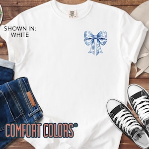 Chemise Cowgirl Coquette Confort Couleurs Nœud Chemise Toile de Jouy Tendance Tendance Coquette Esthétique Jolie Fille Cadeau Nœud Bleu Tshirt Nœud Papillon