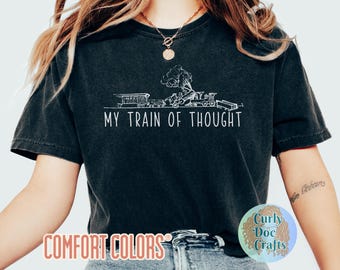 Train of Thought Derailed Funny ADHD Shirt Comfort Colors Humorous ADHD Gift Easily Distracted T-Shirt Vintage Shirt Funny Meme ADHD T-shirt