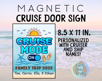 Personalized Cruise Door Magnet Unique Travel Decor Custom Family Gifts for Cruisers Stateroom Magnetic Door Sign with Family Names Couples
