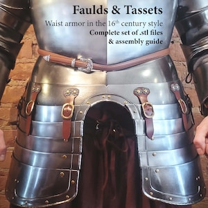 May include: 3D printable faulds and tassets waist armor in the 16th century style. Complete set of .stl files and assembly guide. Nico's Printed Antiques.