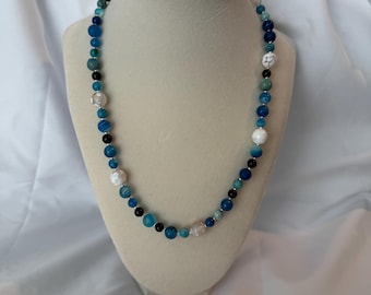 Handmade Jasper & Agate Beaded Necklace | Earthy Gemstone Jewelry | Boho Statement Necklace