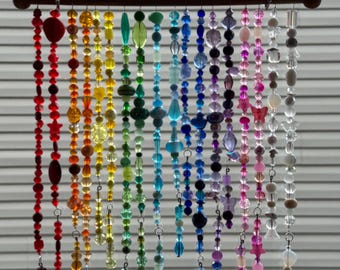 Rainbow Bead Curtain | Colorful Beaded Suncatcher Curtain | Window Hanging Crystal Sun Catcher | Boho Window Decor - Housewarming Gift
