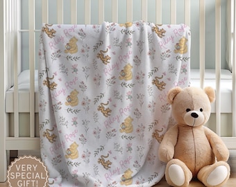 Personalized Winnie the Pooh Baby Blanket: Custom Name Blanket