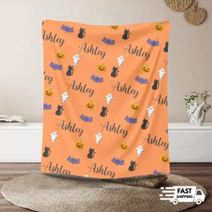 Personalized Ghost Sugar Cookie Blanket, Pumpkin Throw, Halloween Decor, Fall Couch Throw, Custom Halloween, Reading Nook, Halloween Baby
