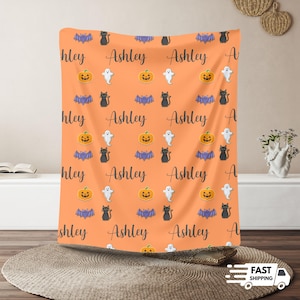 Personalized Ghost Sugar Cookie Blanket, Pumpkin Throw, Halloween Decor, Fall Couch Throw, 90s Y2K Vibes, Reading Nook, Halloween Baby Gift