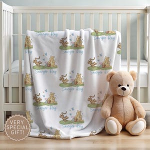 Personalized Winnie the Pooh Baby Blanket: Custom Name Newborn Gift