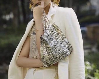 Metallic Silver Chainmail Bag | Silver Shoulder Style Medal Chain Festival, Party, Statement Accessory Women