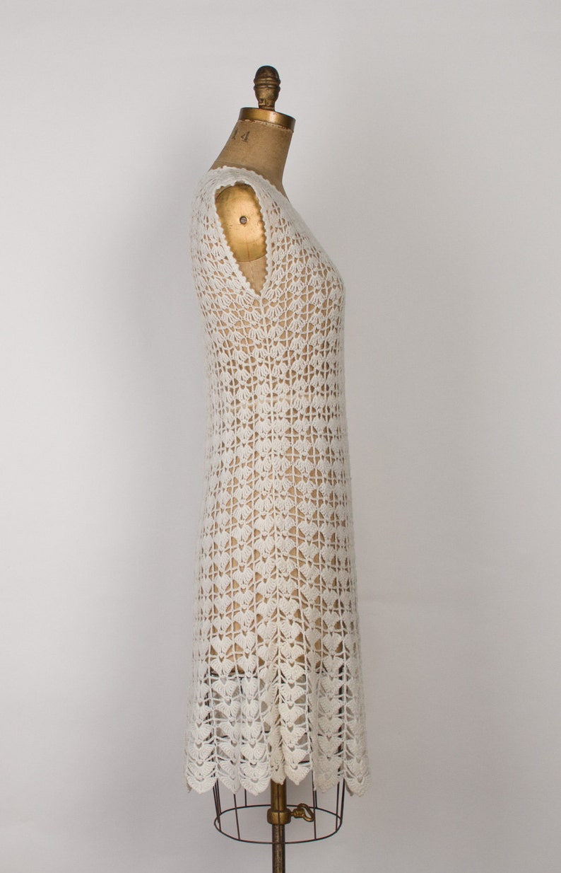 1960s Crochet Knit Dress Vintage 60s Hand Knitted Wool Dress Etsy