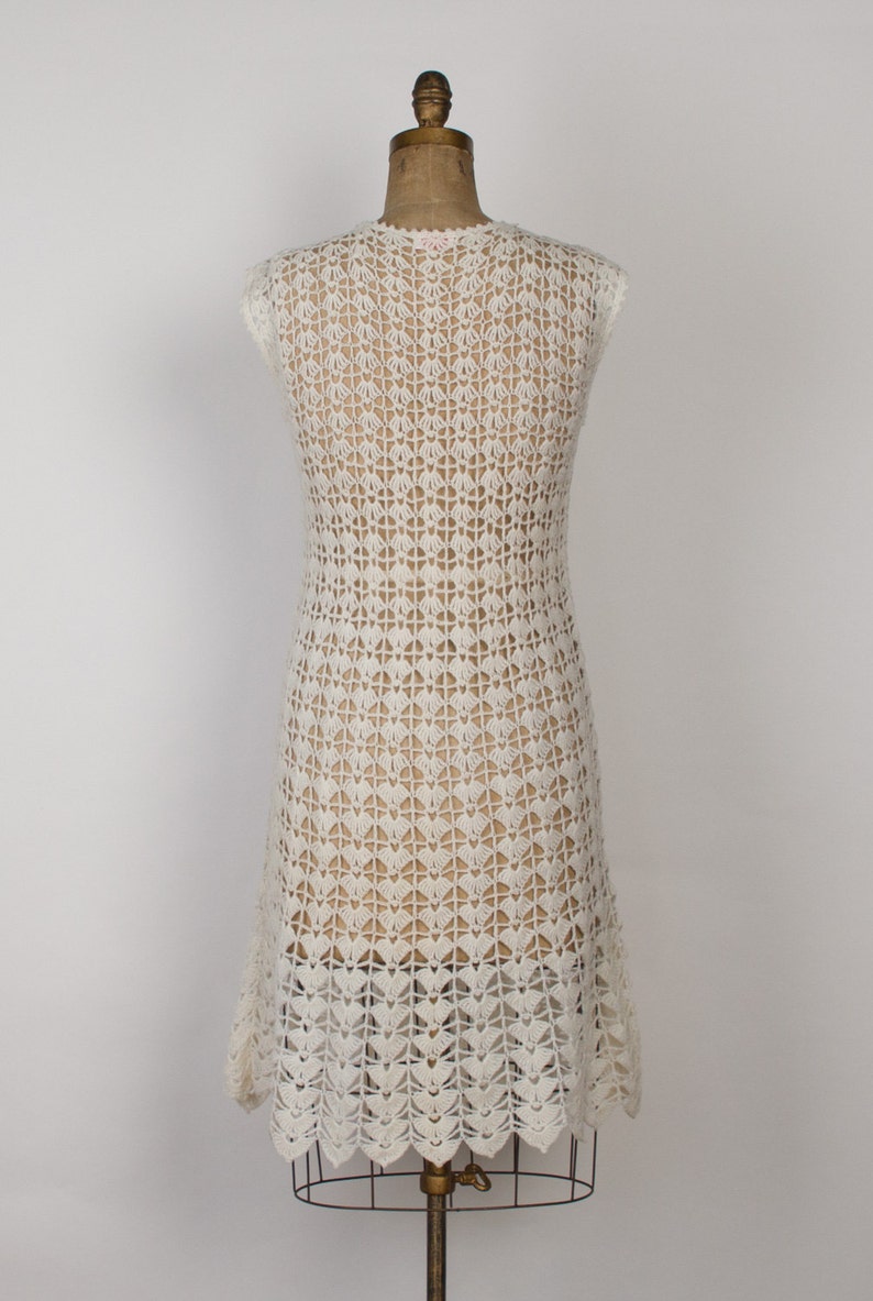 1960s Crochet Knit Dress Vintage 60s Hand Knitted Wool Dress Etsy