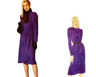 1980s Designer Dress and Jacket Pattern by Pierre Balmain Vogue Paris Original 2577 Sz 12 B34