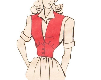 1940s Misses Waistcoat Sewing Pattern Ringier k5950 B34.5 Unused VFG