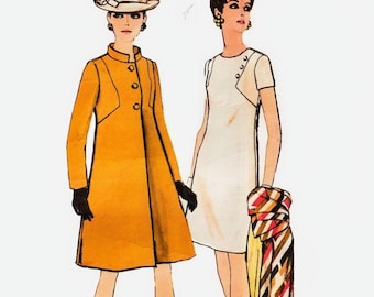1960s Mod Mini Dress and Coat Sewing Pattern Vogue Special Design 7239 Sz 12 B35.5  VFG