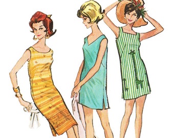1960s Shift Dress in Two Lengths Sewing Pattern McCall's 6740 Sz 14-16 B34-36 VFG