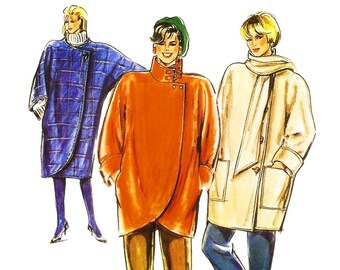 1980s Loose-Fitting Asymmetric Coat or Jacket Sewing Pattern Ullstein 9591 S M L B33 - B40 FF