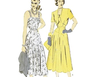 1940s Sun Dress and Bolero Jacket Pattern Advance 4826 B30 Sz 12 VFG