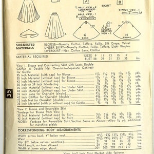 Puede incluir: Patr&oacute;n de costura vintage para blusa y falda, con instrucciones ilustradas y diagramas. Incluye requisitos de material y medidas corporales en cm. N&uacute;mero de patr&oacute;n 5858.