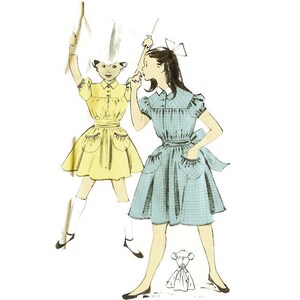 Patrón de vestido de niñas de la década de 1950 con mangas abullonadas Ringier 70047 para 9 años VFG