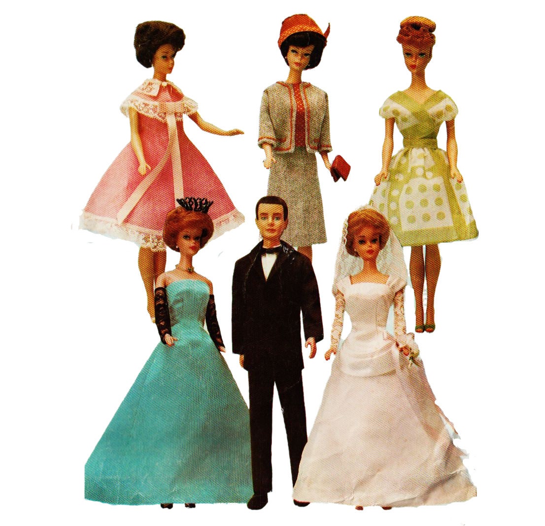 Barbie and ken dolls with 5 outfits for each sale