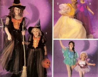 1990s Halloween Costume Pattern Witch Princess Fairy for Kids Simplicity 0674 Sz 2-6 VFG
